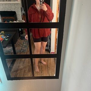 Dark red elbow patch Shacket